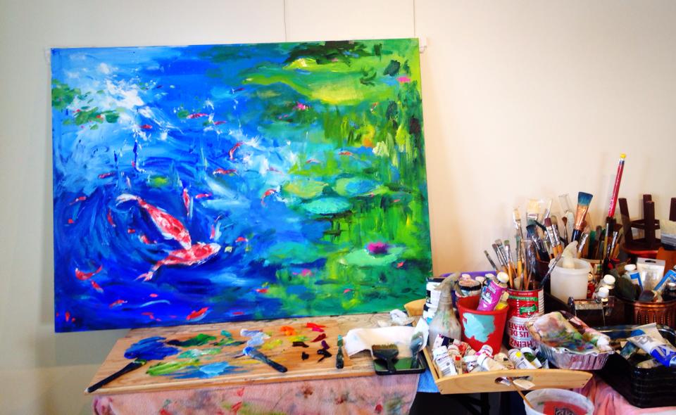 Aquatic painting 16 by 16 inches (8P)
