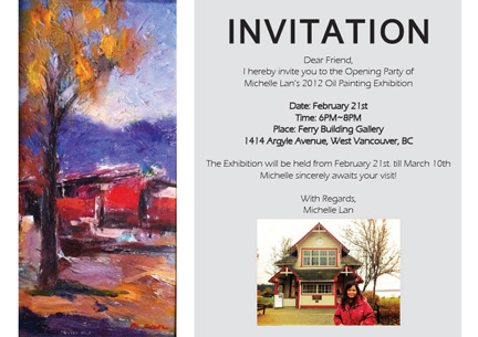 a postcard invitation of Michelle's exhibition
