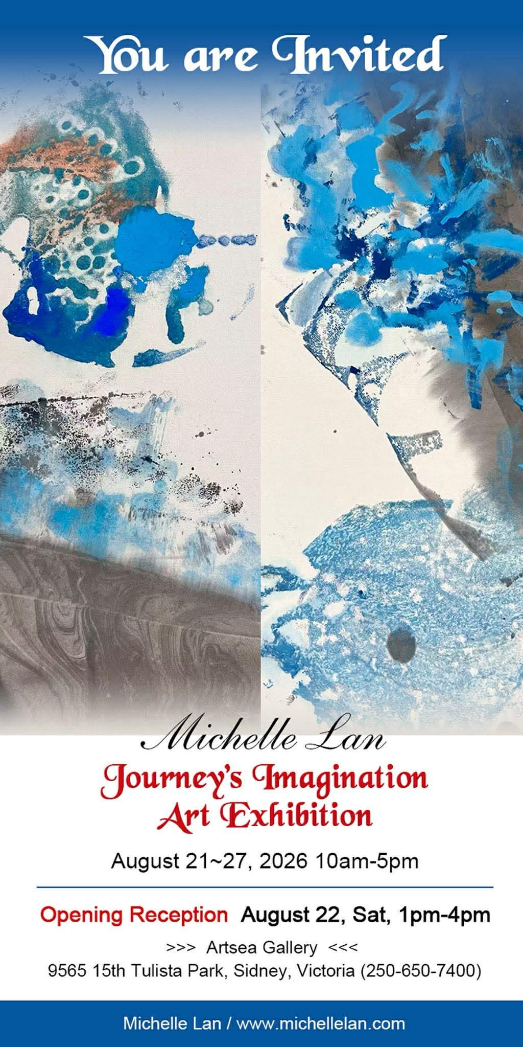 Journey's Imagination Art Exhibition invitation, August 21-27 2026 at Artsea Gallery