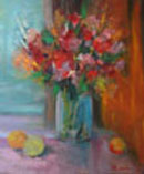 blurred flowers, an oil on canvas, twenty by twenty-four inches