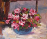 Roses, an oil on canvas, twenty by twenty-four inches