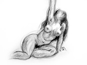 kneeling female sketch two, charcoal on paper
