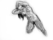 kneeling female sketch three, charcoal on paper