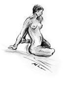 kneeling female sketch six, charcoal on paper