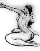 kneeling female sketch nine, charcoal on paper