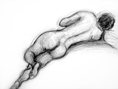reclining female sketch three, charcoal on paper