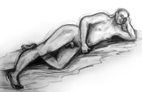 reclining male sketch two, charcoal on paper