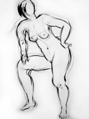 standing female sketch one, charcoal on paper