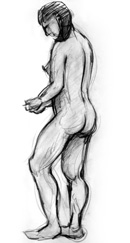 standing female sketch five, charcoal on paper