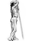 standing male sketch two, charcoal on paper