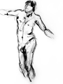 standing male sketch three, charcoal on paper