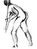 standing male sketch four, charcoal on paper